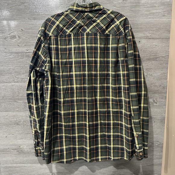 Duluth Trading Large Green Plaid Untucked Button Up Large Cotton Spandex Slim - Picture 4 of 8